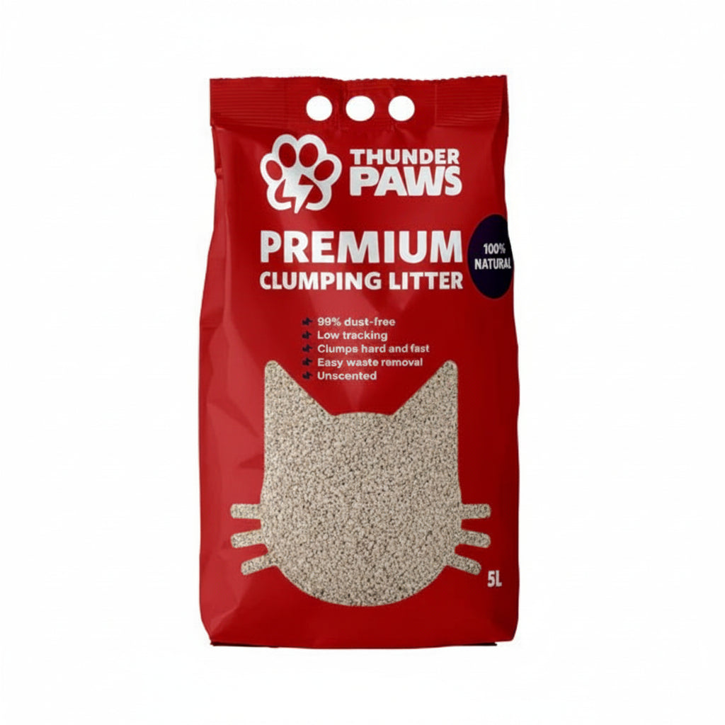 Thunder Paws Premium Hard Clumping Clay Cat Litter UNSCENTED 5L