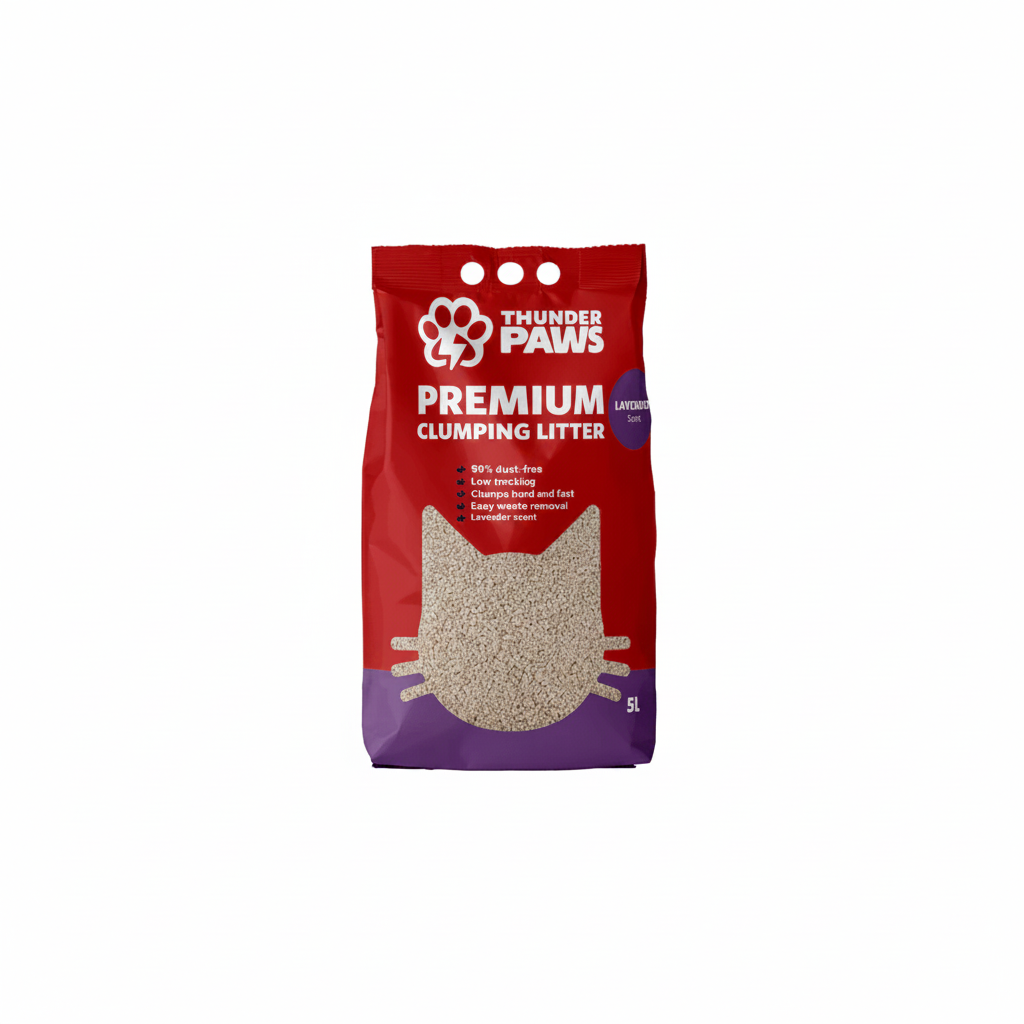 Thunder Paws Premium Hard Clumping Clay Cat Litter LAVENDER 5L