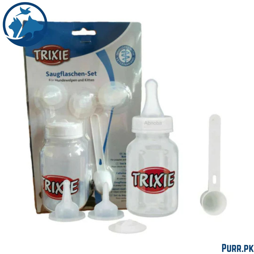 Trixie Pet Suckling Bottle Set Transparent & White – 120 ml