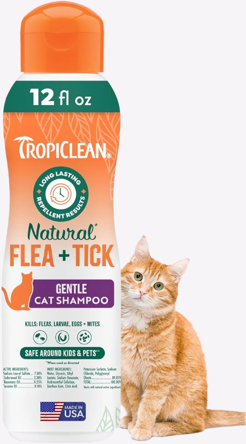 TropiClean Natural Flea + Tick Gentle Cat Shampoo - 12oz