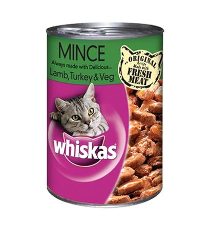 Whiskas Mince Lamb Turkey & Vegetables Wet Cat Food 400G