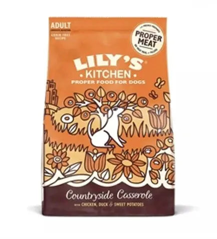 LILY'S KITCHEN COUNTRYSIDE CASSEROLE WITH CHICKEN,DUCK & SWEET POTATOES ADULT DRY DOG FOOD