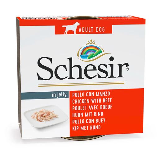 Schesir Chicken Fillets with Beef in Jelly Wet Dog Food 150G