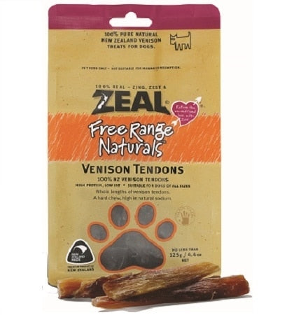 Zeal Pet Food Free Range Naturals Venison Tendons Dog Treats 125G