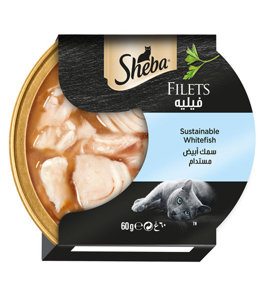Sheba Filets Whitefish Wet Cat Food 12x60G