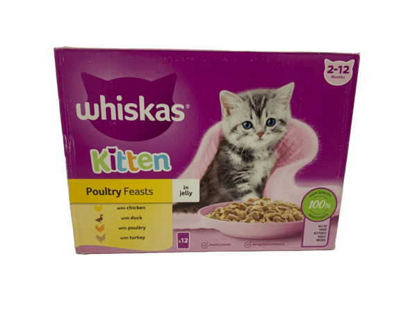 WHISKAS® Poultry Feasts in Jelly 2-12 kitten Wet Cat Food Pouches