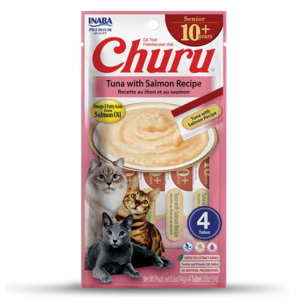 Inaba Churu For Senior Cat Tuna With Salmon Recipe - 4PCS/PK - 56g