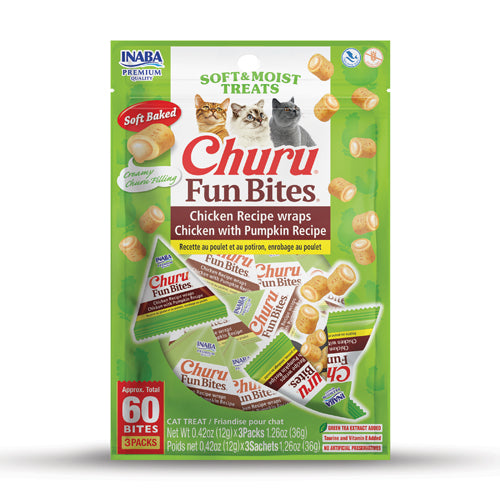 Inaba Churu Fun Bites Chicken Recipe Wraps Chicken With Pumpkin Recipe - 3PCS/PK - 36g