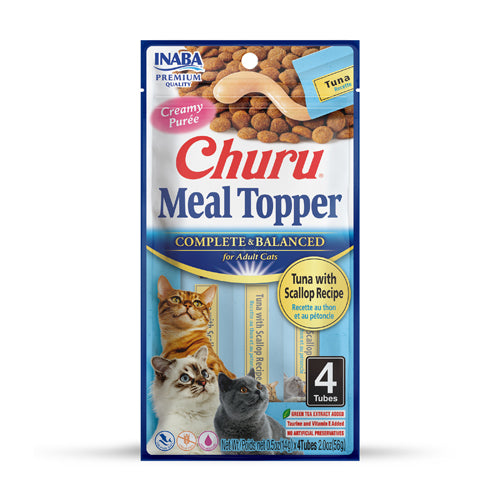 Inaba Churu Meal Topper - Tuna with Scallop Recipe Cat Treat - 4PCS/PK - 56g