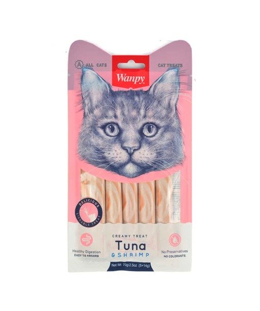 Wanpy Adult Cat Creamy Lickable Treat Tuna and Shrimp 70g Pouch