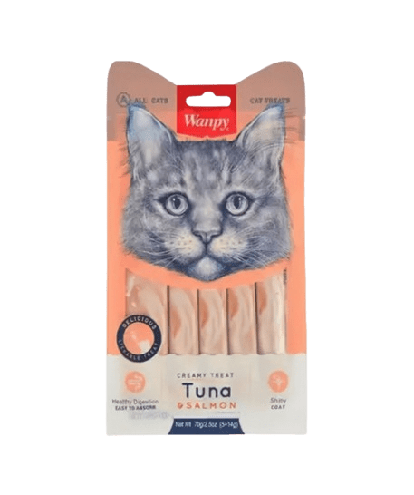 Wanpy Adult Cat Creamy Lickable Treats Tuna and Salmon 70g Pouch