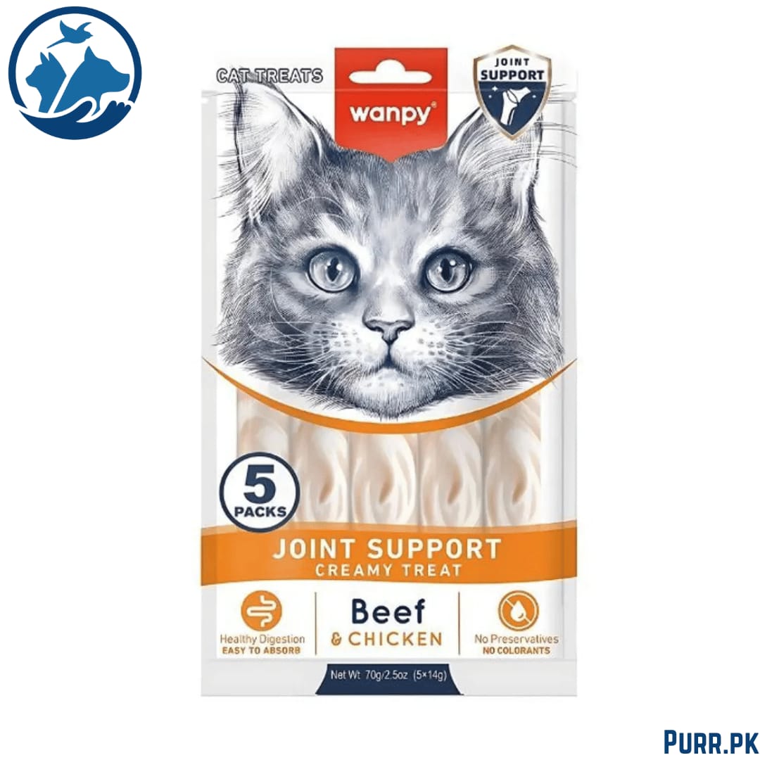 Wanpy Adult Cat Functional Creamy Lickable Treat – Beef &amp; Chicken (Joint Support) 70 g Pouch