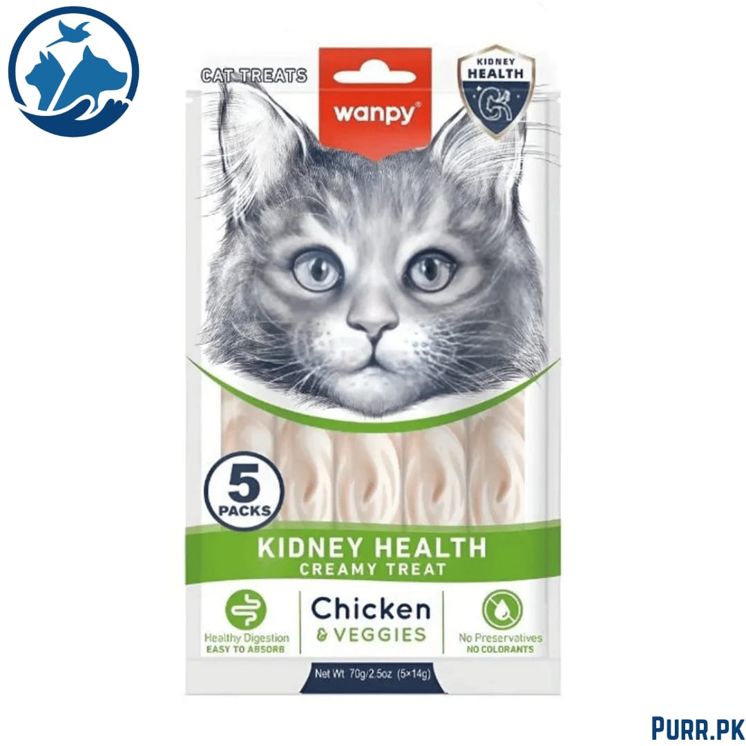 Wanpy Adult Cat Functional Creamy Lickable Treat – Chicken &amp; Veggies (Kidney Care) 70 g Pouch