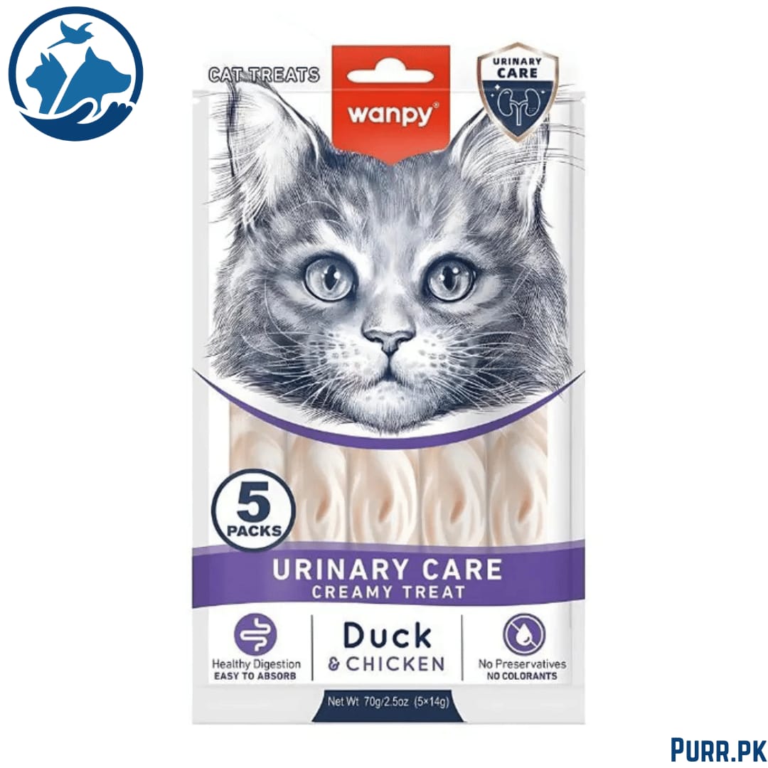 Wanpy Adult Cat Functional Creamy Lickable Treat – Duck &amp; Chicken (Urinary Care) 70 g Pouch