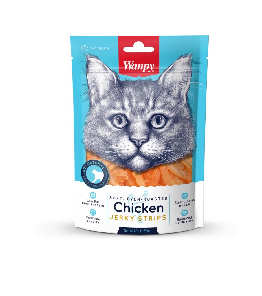 Wanpy Adult Cat Soft Chicken Jerky Strips 80G | Pets Grocery Store