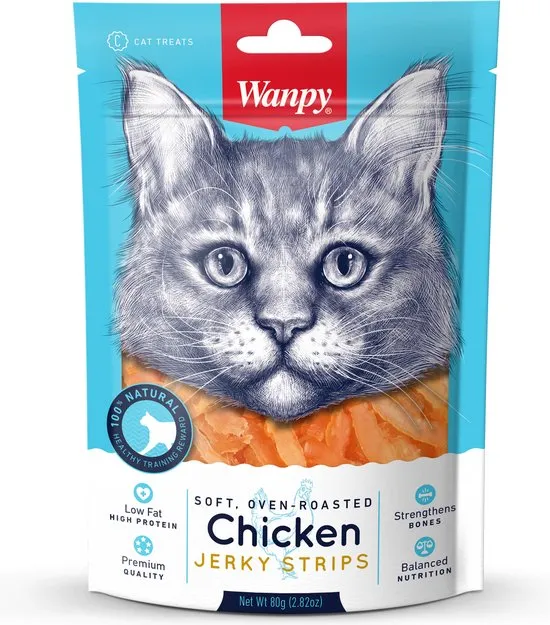 Wanpy Soft Chicken Jerky Strips Cat Treat