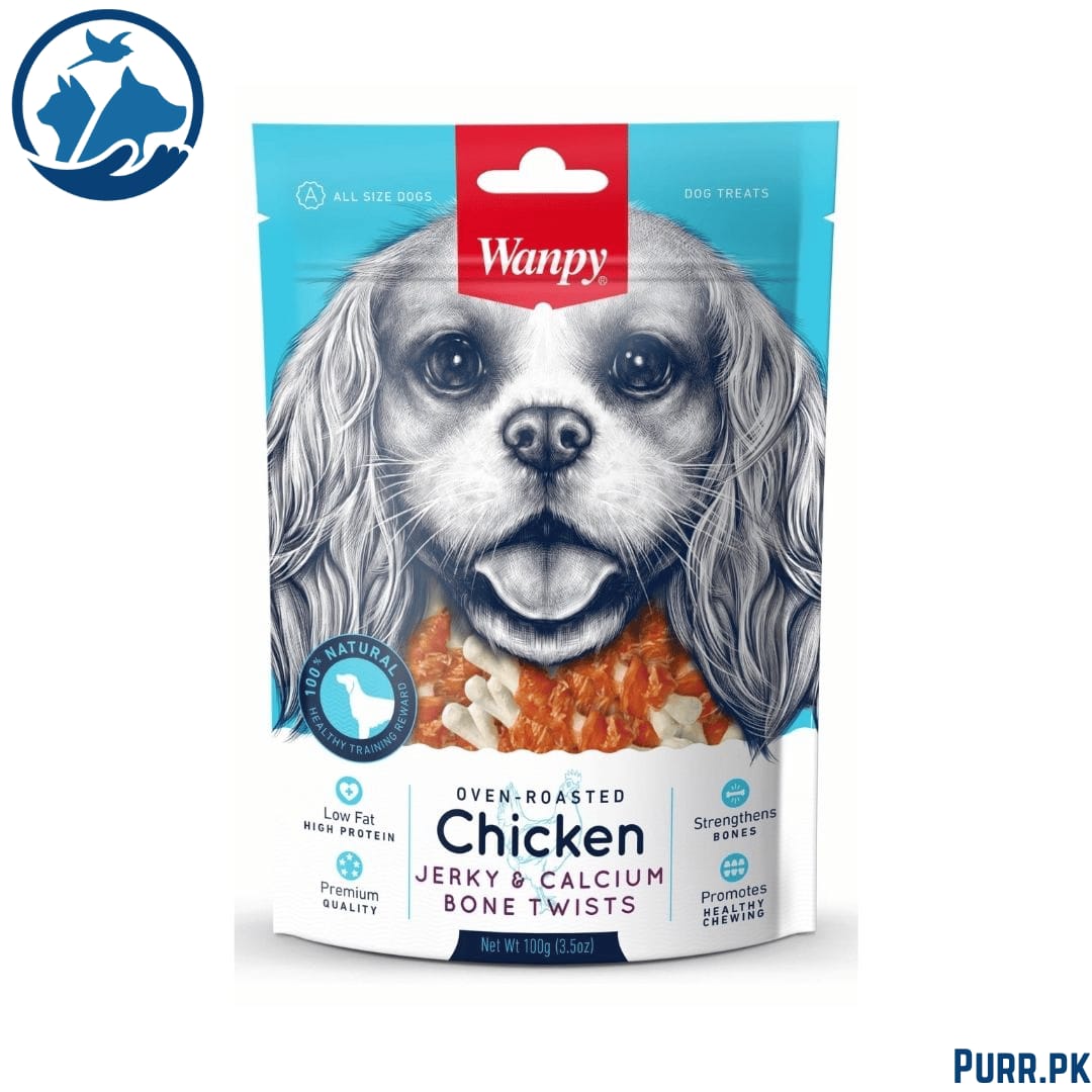 Wanpy Chicken Jerky and Calcium Bone Twists – 100g