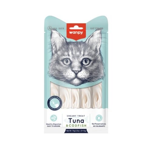 Wanpy Creamy Treats Tuna and Codfish for Cat – 70 Grams