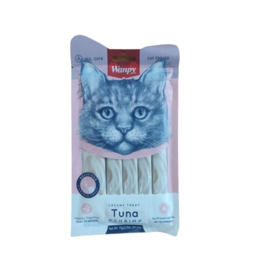 Wanpy Creamy Lickable Treats Tuna and Shrimp For Cats Box