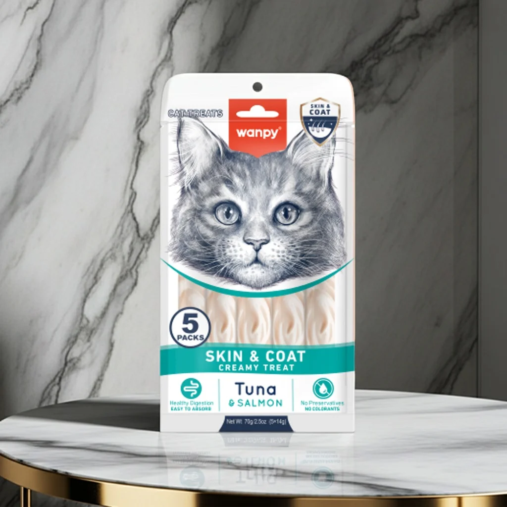Wanpy Creamy Cat Treats Tuna & Salmon for Skin and Coat