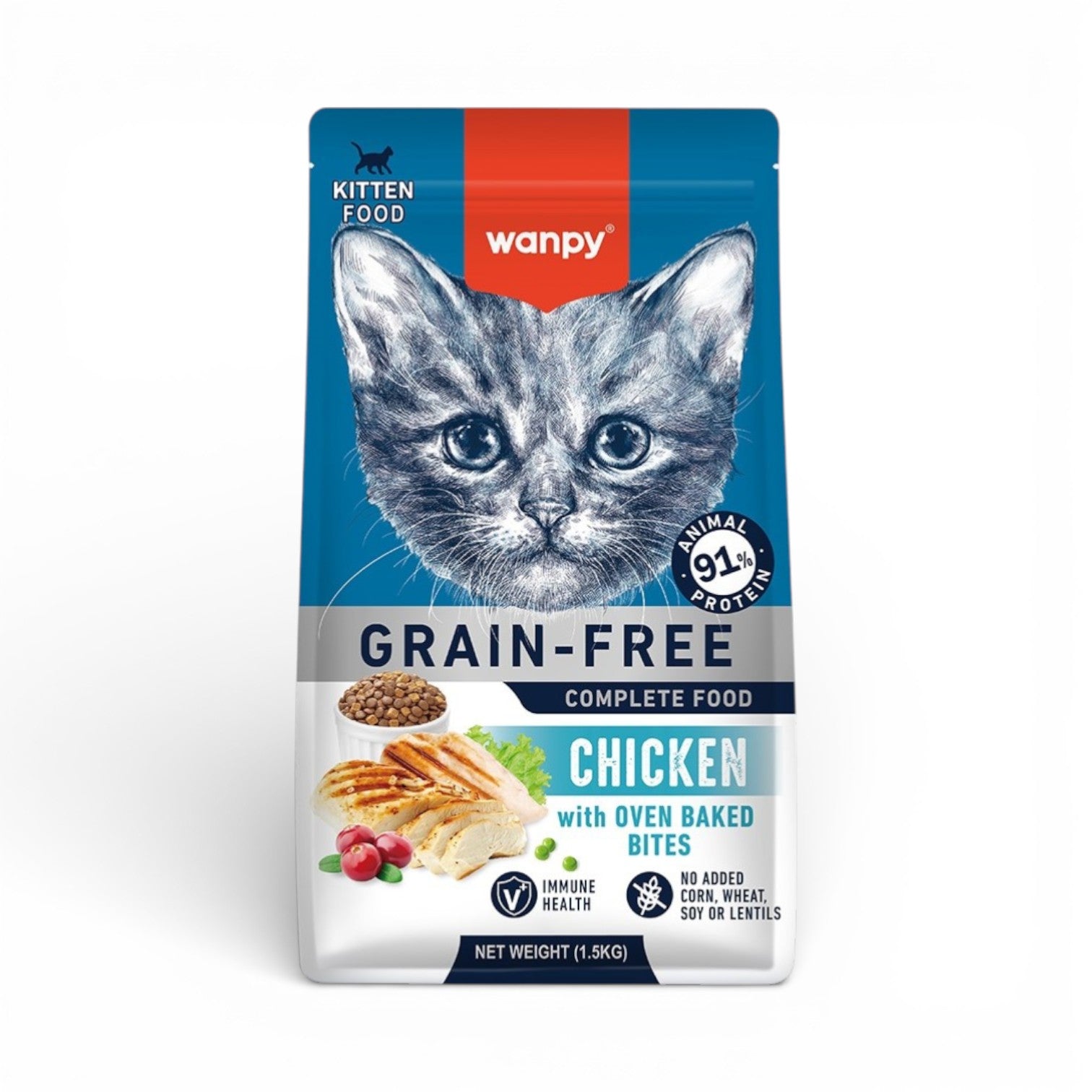 Wanpy Grain-Free Kitten Dry Cat Food Chicken 1.5kg | Pets Grocery Store