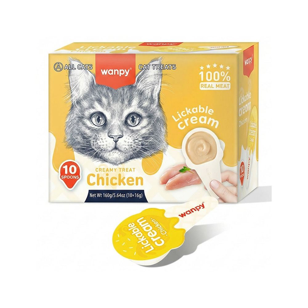 Wanpy Cat Lickable Cream Spoon Chicken Cat Treats - 16g X 10 pcs
