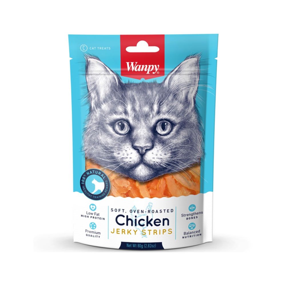 Wanpy Chicken Jerky Strips Cat Treats - 80 g
