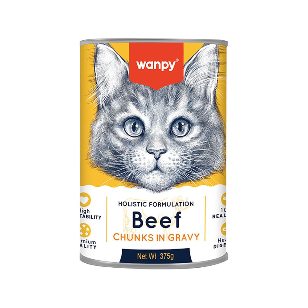 Wanpy Beef Chunks in Gravy Canned Cat Food - 375 g