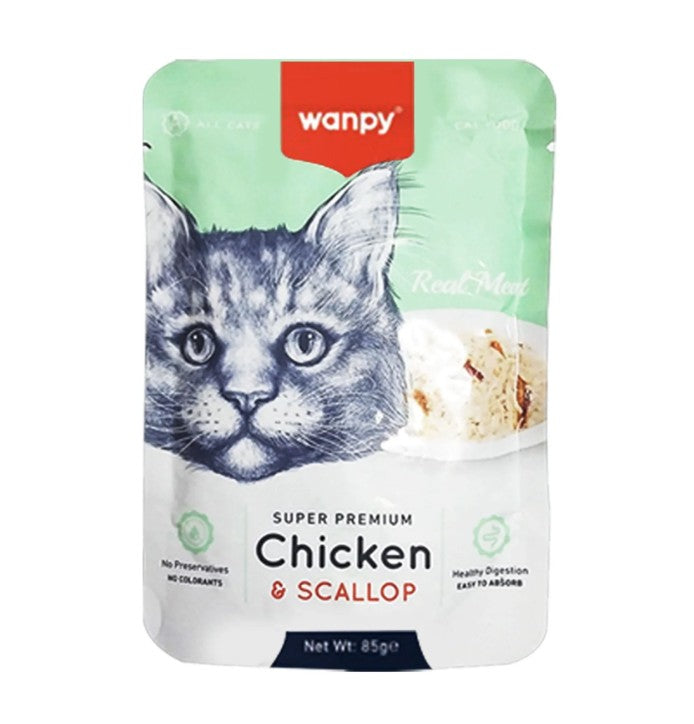 Wanpy Adult Cat Real Meat Chicken & Scallop 85 gm