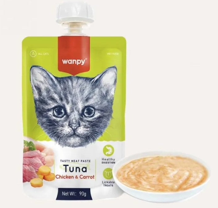 Wanpy Tasty Meat Pastes TUNA Chicken & Carrot For Cat 90GM