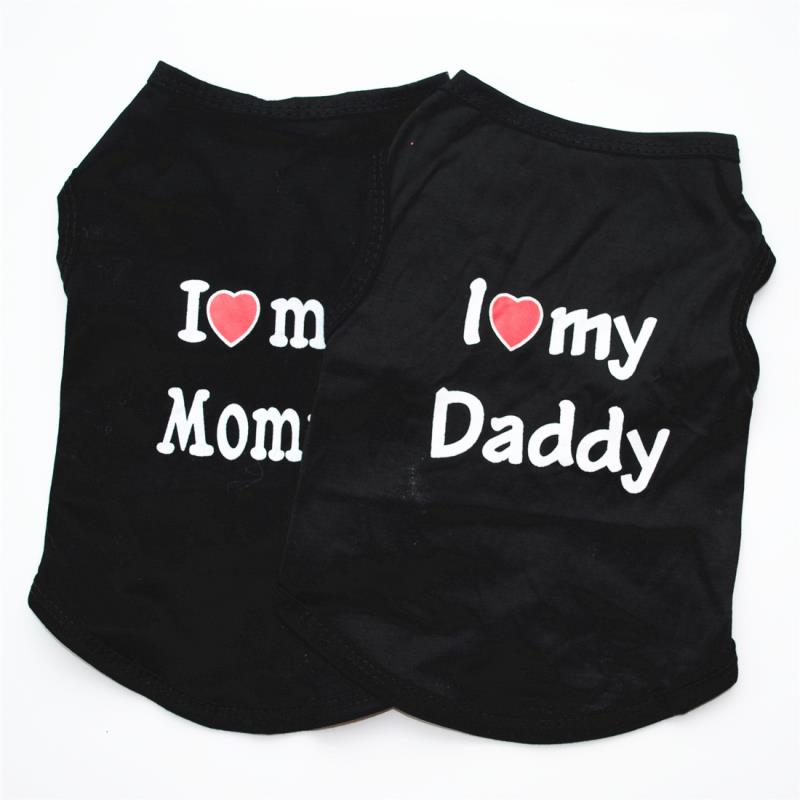 DERUILA Small Dog Clothes Dog Shirt I Love My Mommy/Daddy Puppy T Shirt for Small Medium Dogs Cat