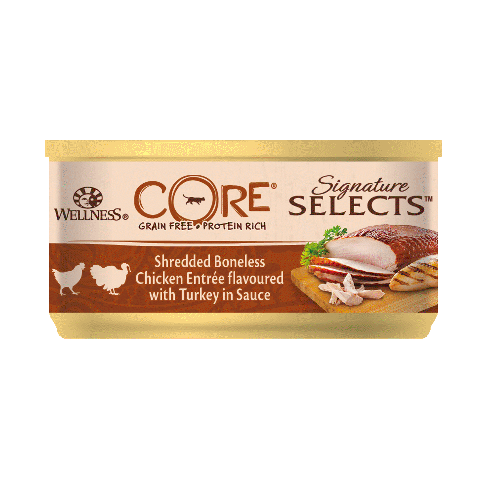 Wellness Core Signature Selects Shredded Chicken and Turkey Canned Cat Food - 79 g - Pack of 12