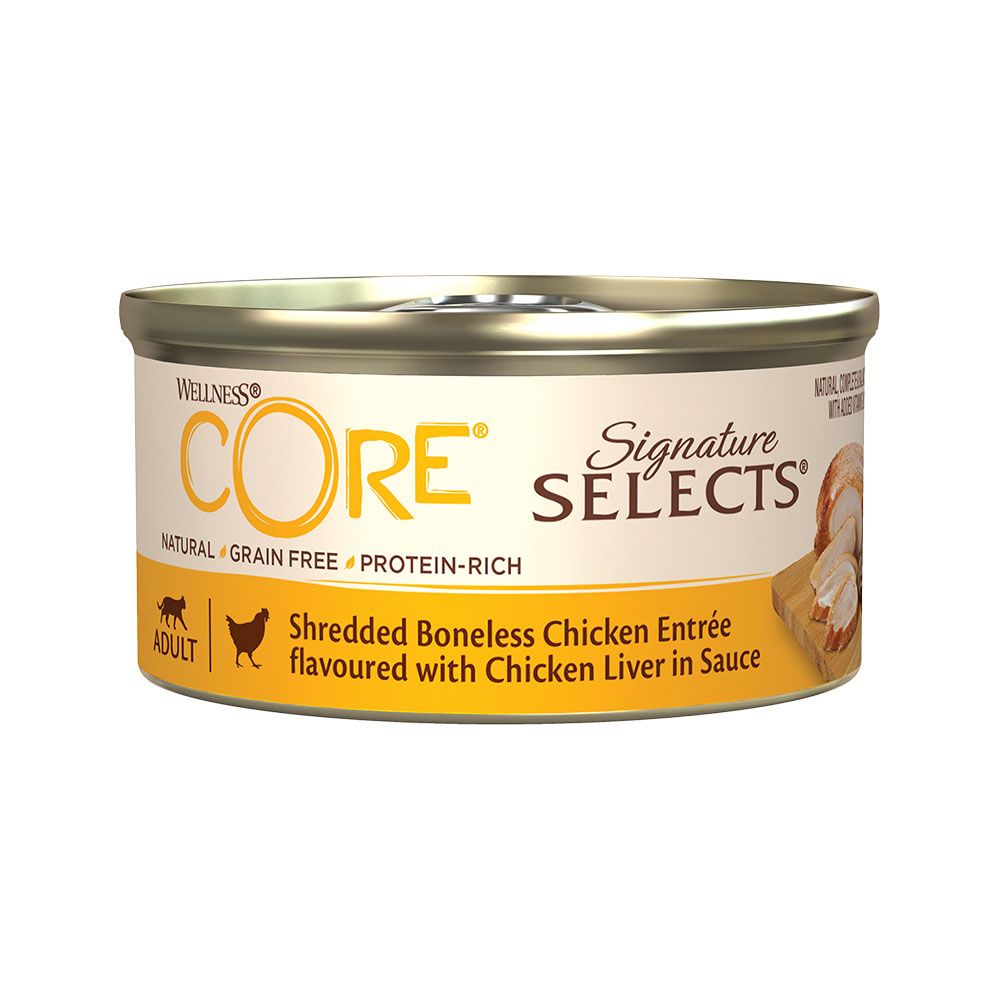 Wellness CORE Signature Selects Shredded Boneless Chicken Entree flavoured with Chicken Liver in Sauce for Cat - 79g - Pack of 12