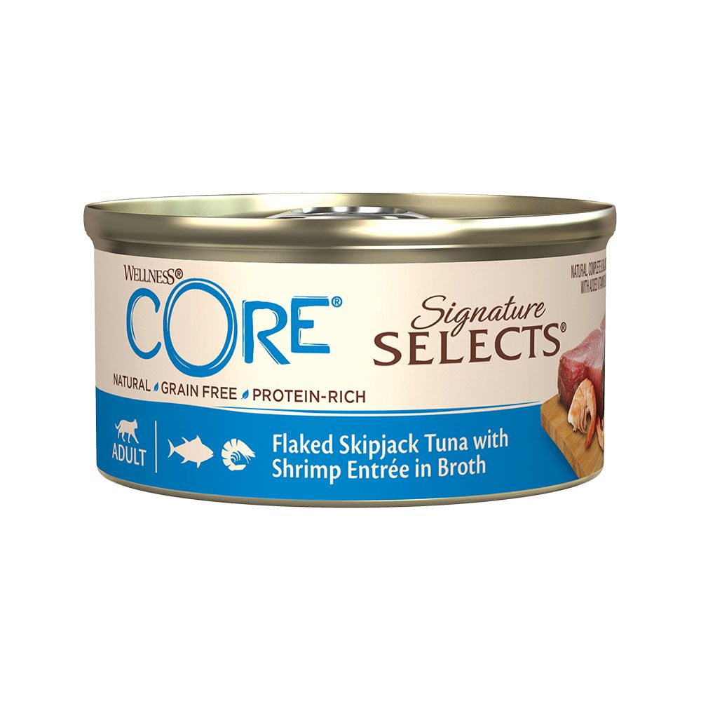 Wellness CORE Signature Selects Flaked Skipjack Tuna with Shrimp Entree in Broth for Cat - 79g - Pack of 12