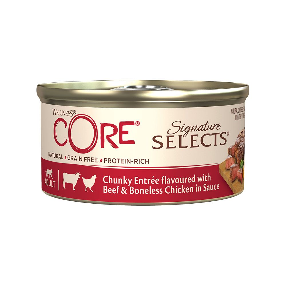 Wellness Core Signature Selects Shred Chunky Beef & Chicken in Sauce Wet Cat Food - 79g - Pack of 12