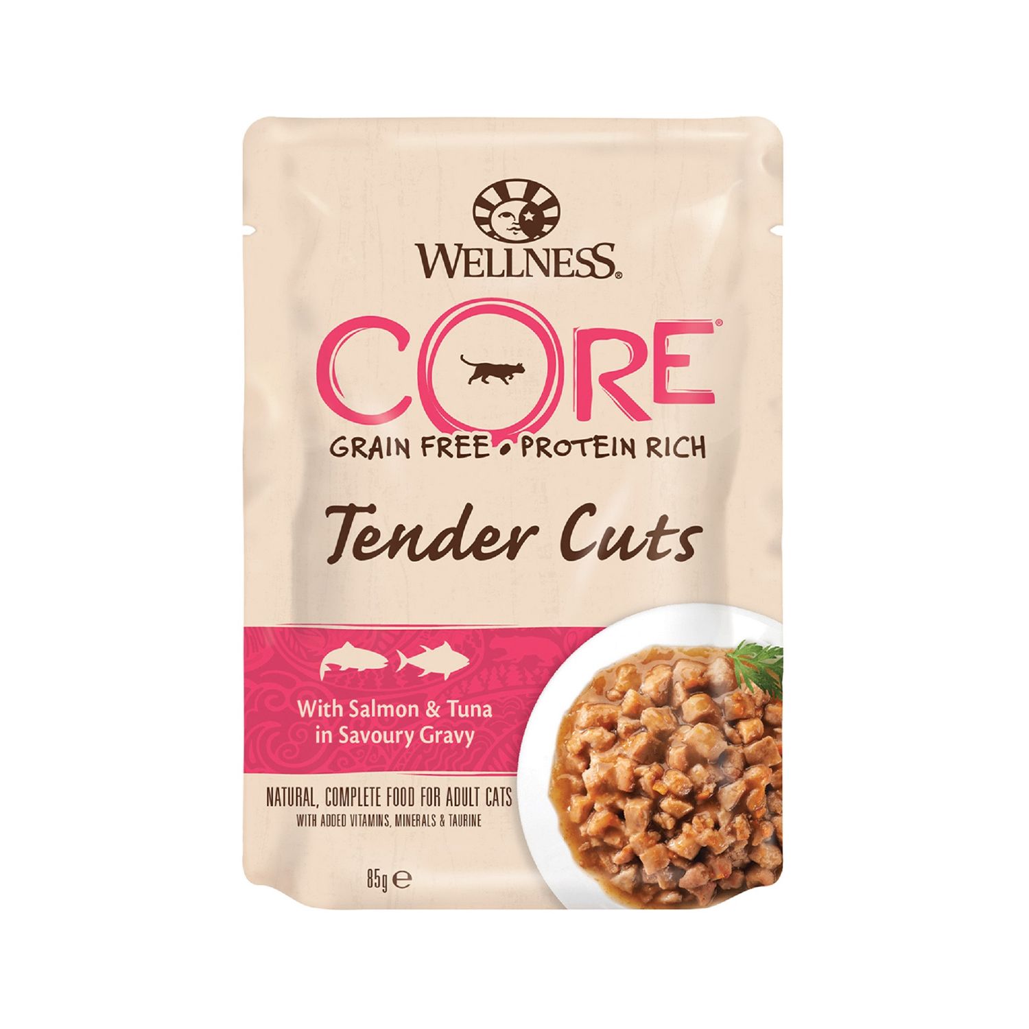 Wellness CORE Tender Cuts With Salmon & Tuna in Savoury Gravy for Cat - 85g - Pack of 8