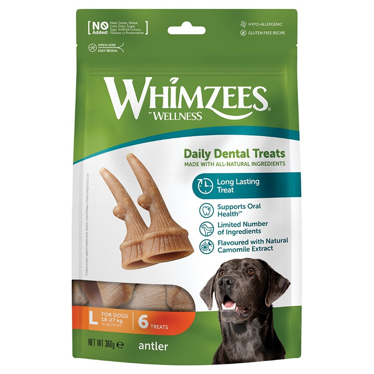 WHIMZEES Antler Natural Dental Chews Large (6pcs)
