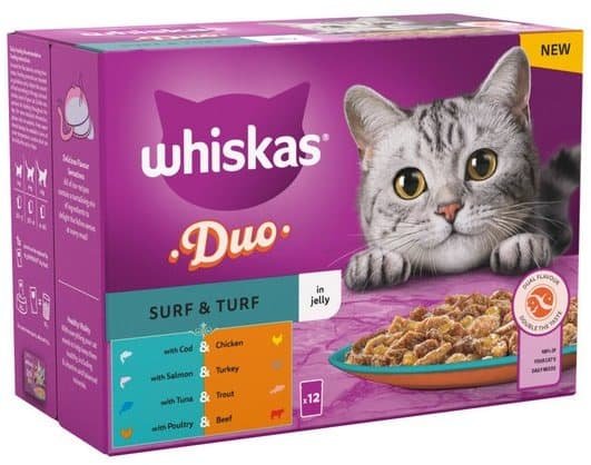 Whiskas 1+ Duo Surf & Turf In Jelly Adult Wet Cat Food