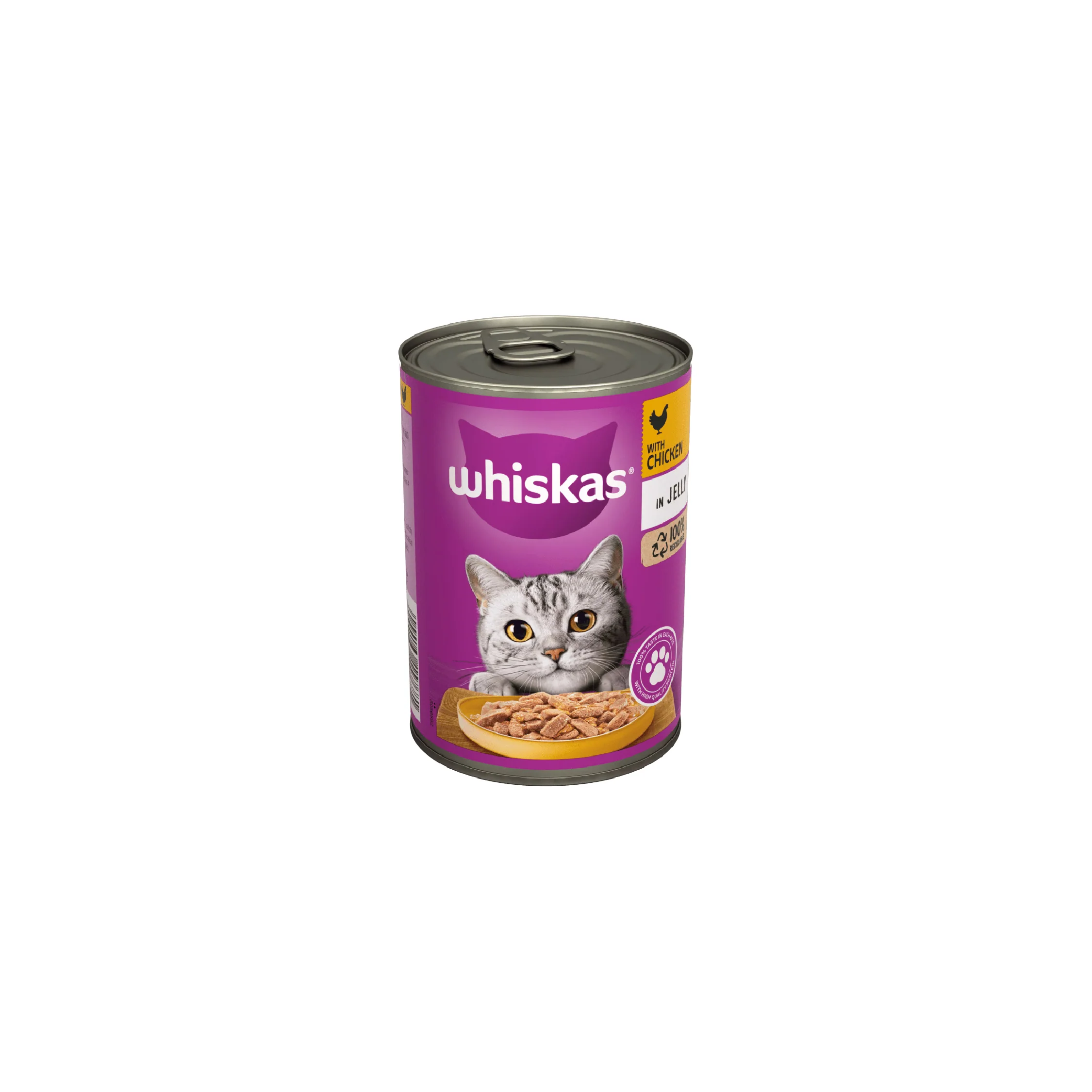 WHISKAS® 1+ Adult with Chicken in Jelly Wet Cat Food Tin 400g