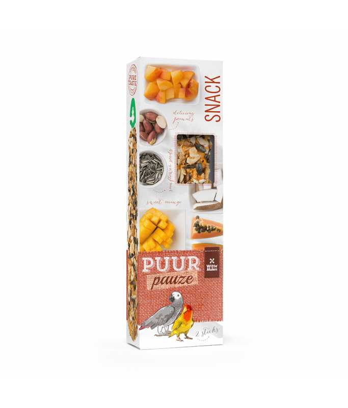 Witte Molen Puur Pauze Sticks With Papaya & Apricot For Lovebirds & Parrots - 140g