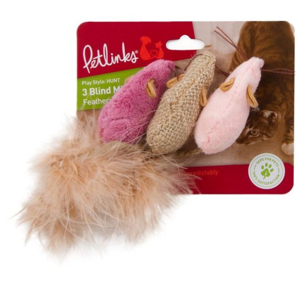 Petlinks® 3 Blind Mice™ Plush Mice and Feather Catnip Cat Toys