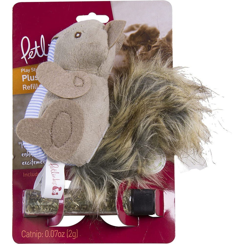 Petlinks® Plush Player⢠Squirrel Refillable Catnip Cat Toy