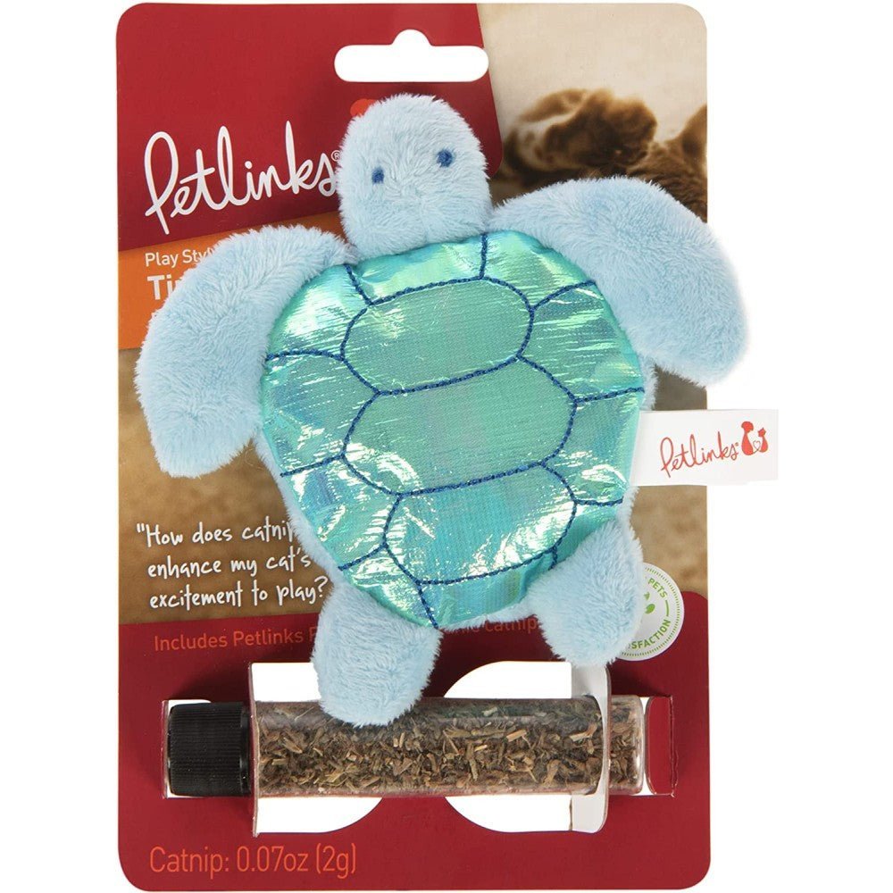 Petlinks® Tipsy Turtle⢠Refillable Catnip Cat Toy-Blue