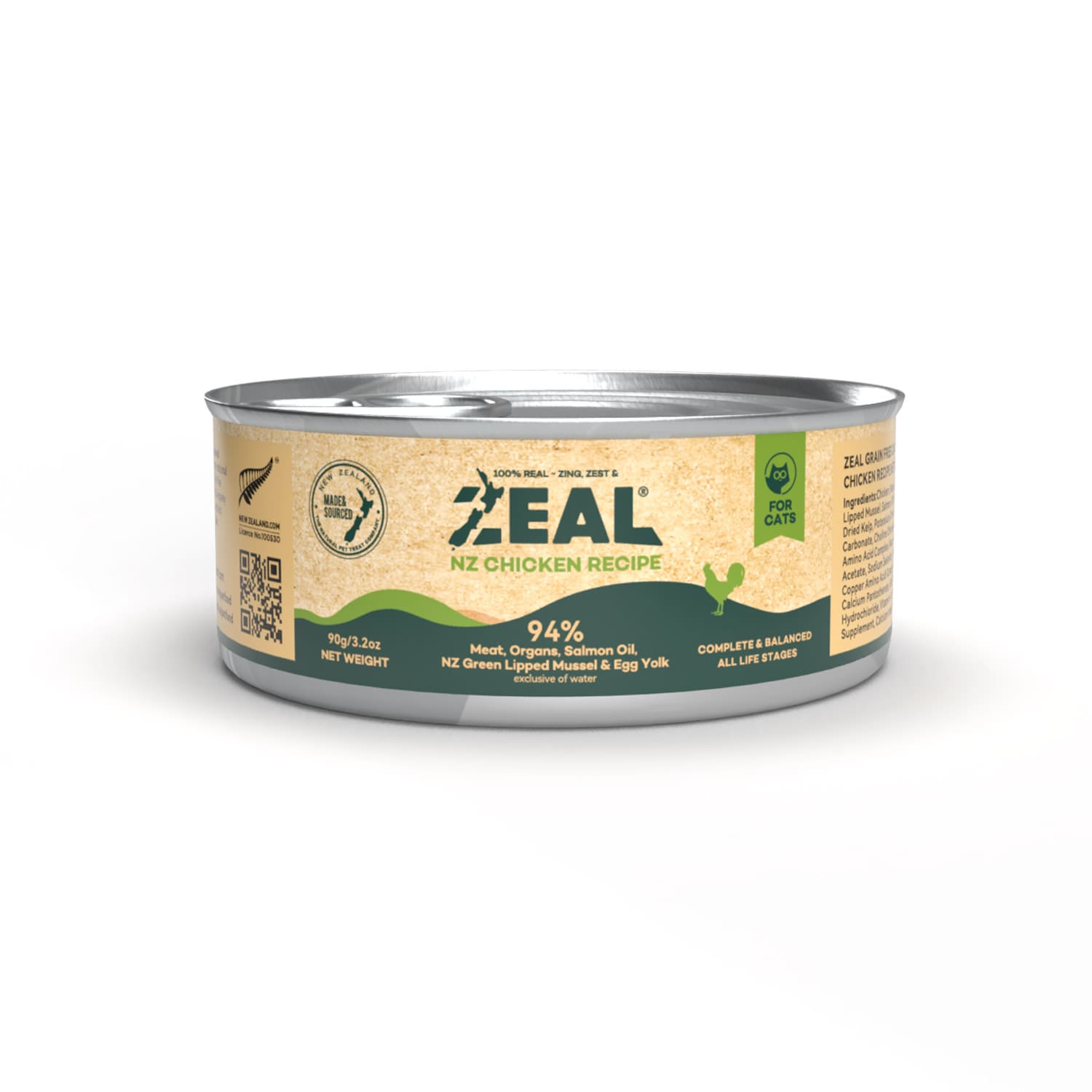Zeal grain free canned chicken recipe cat food 6x90g
