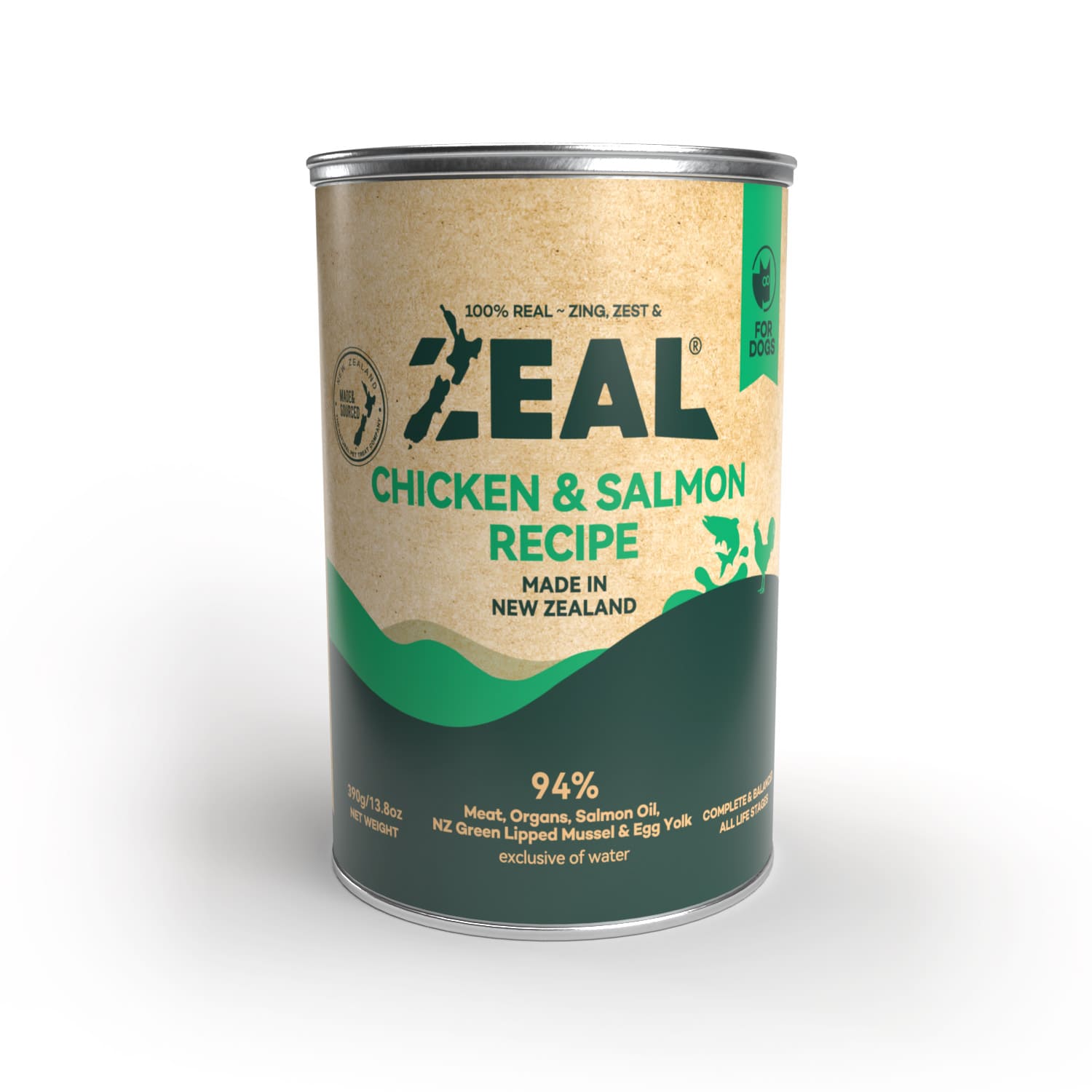 Zeal Grain Free Chicken & Salmon Recipe Wet Dog Food 390G