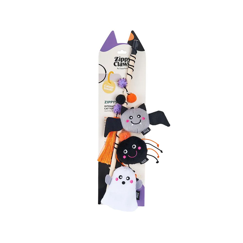 ZippyPaws Halloween ZippyStick Ghost with Friends Cat Toy