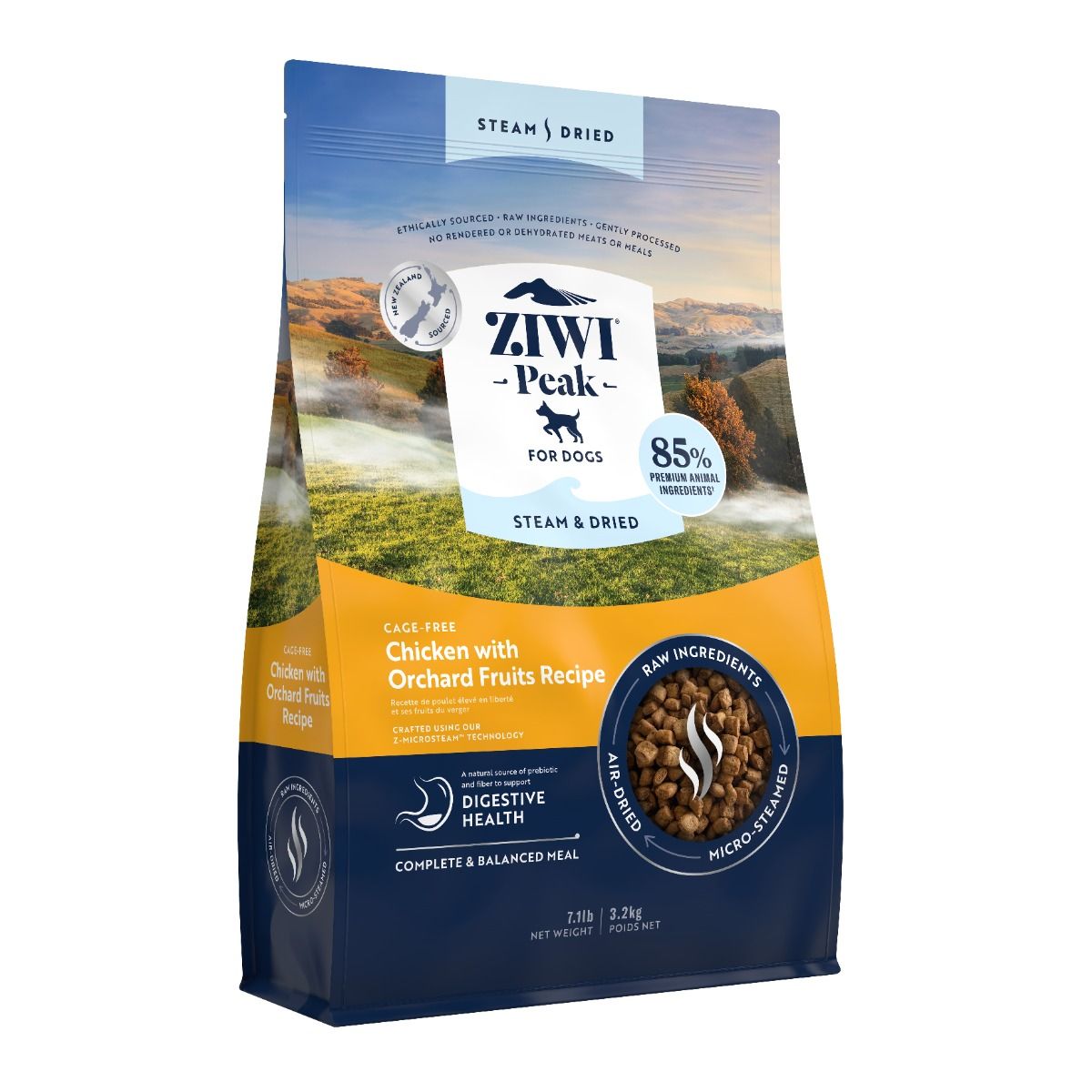 ZiwiPeak Steam & Dried Cage-Free Chicken with Orchard Fruits Recipe Dry Dog Food 3.2KG