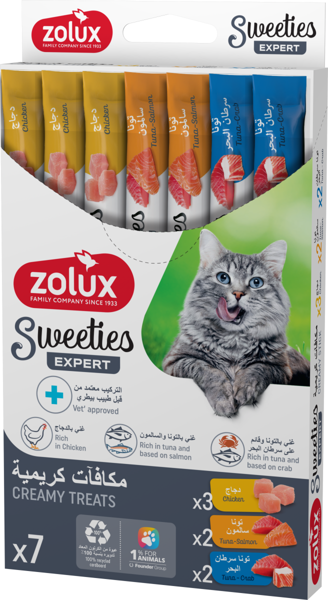 Sweeties Creamy Stick for Cats, Mixed of Chicken, Salmon & Crab 7 pcs/box