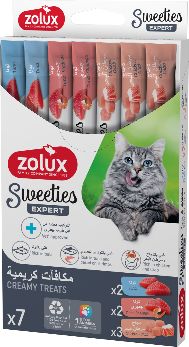 Sweeties Creamy Stick for Cats, Mixed of Tuna, Crabs & Shrimp, 7 pcs/box