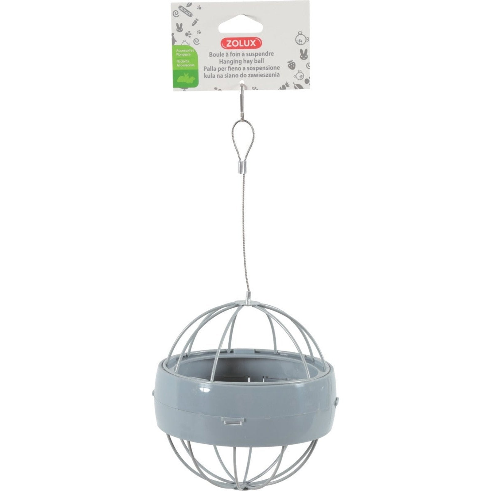 Zolux Plastic Hanging Hay Ball Grey 14cm Dia.